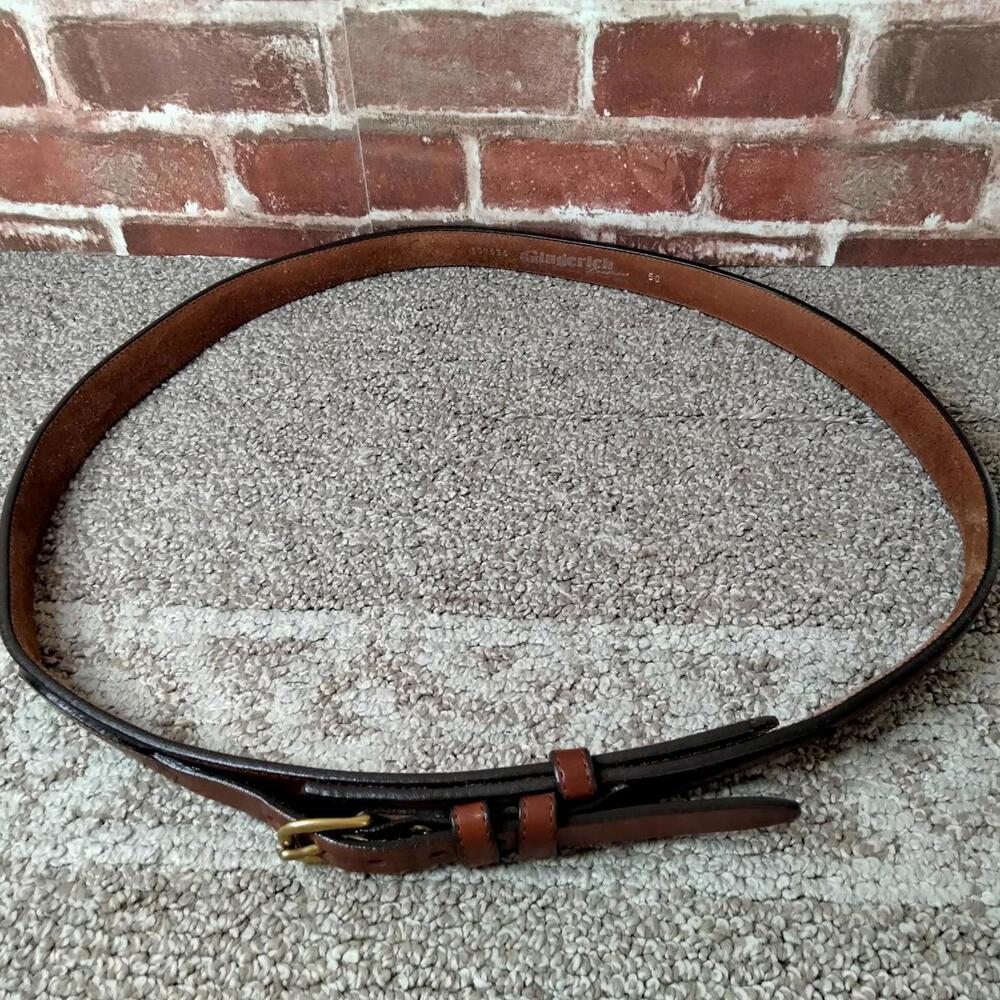 Gingerich Leather Mens Western Belt Size 50 Brown Harness Brass Studded USA 8575 - Picture 2 of 8